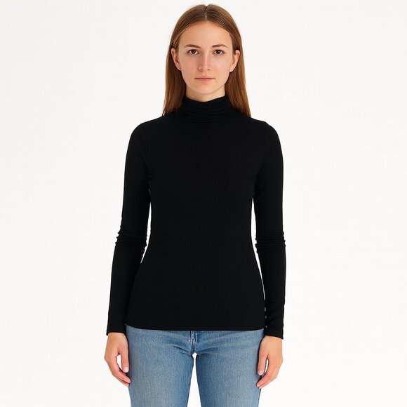 H&M Sweaters - H&M Basics Solid Black Knit Long Sleeve Turtleneck Sweater Size Large